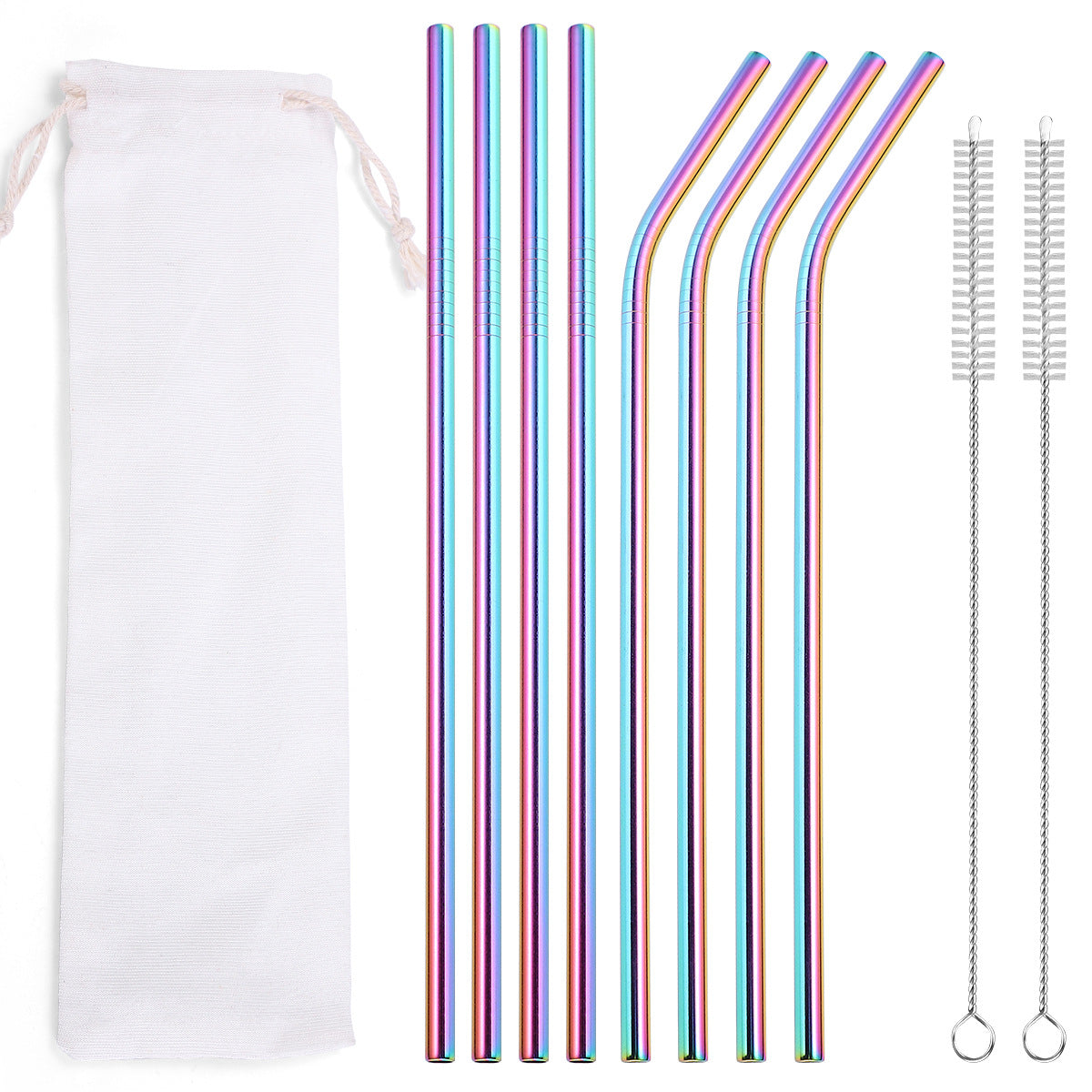 Beverage Milk Tea Metal Straws 8 Combo Set