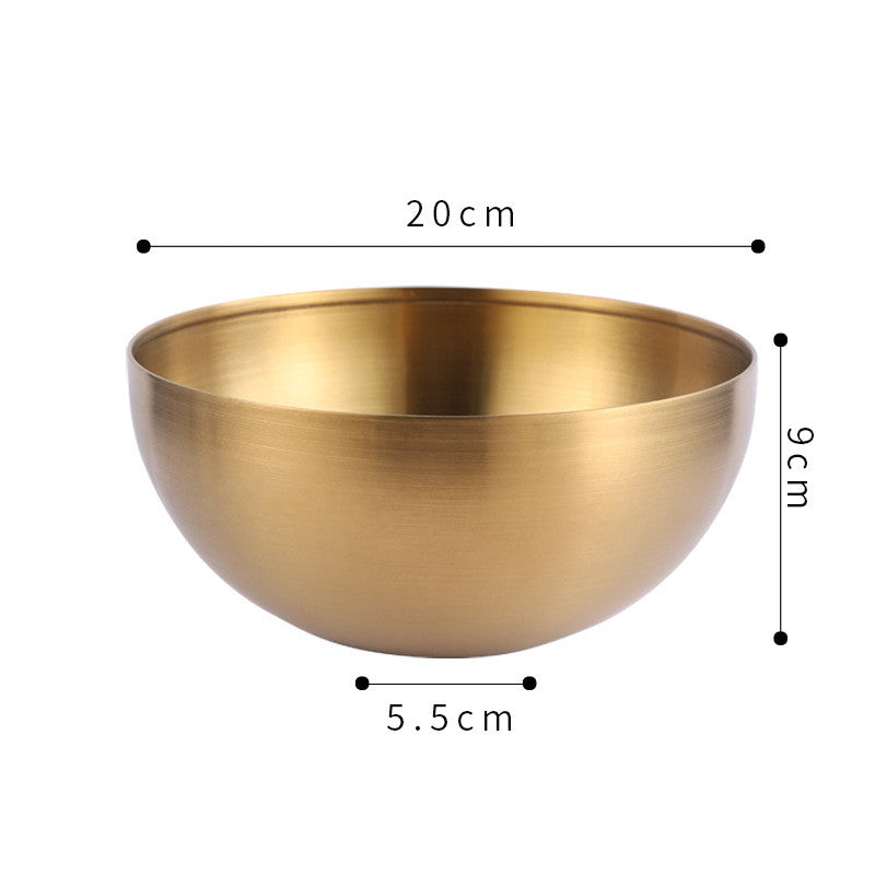 Gold Stainless Steel Salad Bowl Household Large